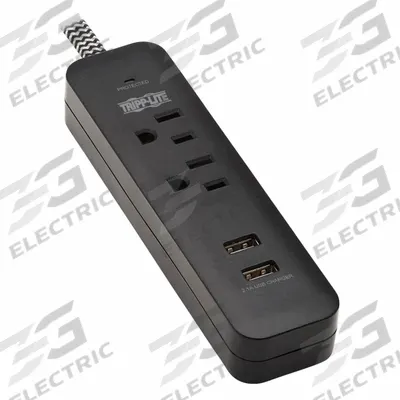 TRIPP LITE Outlet Strip: 2 Outlets, 6 ft Cord Lg, 450 J Rated Energy, 15 A Current - General Purpose Surge Protectors