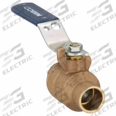 NIBCO Manual Two-Way Ball Valve: 3/4 in, Bronze, Straight, Sweat x Sweat, Full Port, Two-Piece, Blue (MPN S58570-3/4). Key specifications — Brand: NIBCO; Handle: Lever.