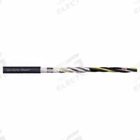 CHAINFLEX Motor Cable: 14 AWG Conductor Size, 3 Conductors, Single, PUR Jacket, Order by the Foot (MPN CFROBOT7-2503C). Key specifications — Conductor Grouping: Single; Conductor Size: 14 AWG; Includes Ground: Yes; Minimum Bend Radius Factor - Flexible: 8 x OD; Minimum Bend Radius Factor - Fixed: 8 x OD; Overall Length: Order by the Foot; Brand: CHAINFLEX.