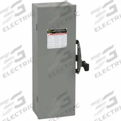 SQUARE D Safety Switch: Non-Fusible, 60 A, Three Phase, 600V AC, Galvanized Steel, Indoor (MPN DTU362). Key specifications — attr867131: SQUARE D.