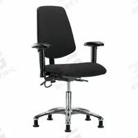 ESD Chair: Fabric, Arms Included, Ht Range 19 in to 24 in, 18 1/2 in Seat Wd, 17 in Seat Dp, Adj (MPN BR-ESD-FDHCH-MB-CR-T0-A1-EG-ESDBLK). Key specifications — Foot Support: No; Back Tilt Backward: 13.5°; Back Tilt Forward: 10.5°; Base Material: Aluminum; Brand: APPROVED VENDOR; Product Type: ESD Chair; ESD-Safe: ESD-Safe.