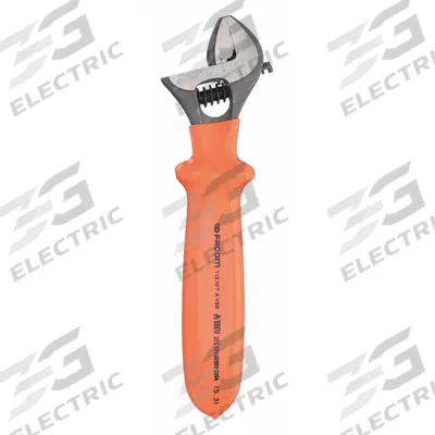 FACOM Adjustable Wrench: Alloy Steel, Chrome, 10 in Overall Lg - Insulated Adjustable Wrenches