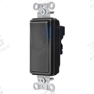 HUBBELL Wall Switch: Rocker Switch, 3-Way, Maintained, Black, 120/277V AC - Rocker Wall Switches