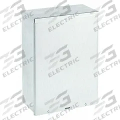 WIEGMANN Enclosure: Steel, 12 in x 10 in x 4 in, 3R, Solid Cover, Screw On, Included, Galvanized (MPN RSC101204G). Key specifications — Brand: WIEGMANN; Closure Method: Screws; Knockouts: Included.