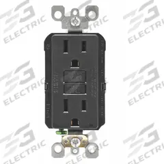 LEVITON GFI Receptacle: Decorator Duplex, 5-15, Black, GFCI, 125V AC, 15 A, 2 Pole / 3 Wire (MPN GFNT1-E)