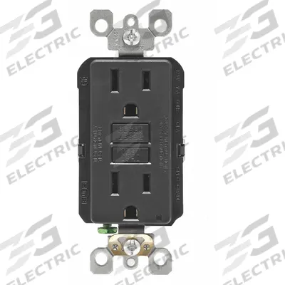 LEVITON GFI Receptacle: Decorator Duplex, 5-15, Black, GFCI, 125V AC, 15 A - General Purpose Receptacles