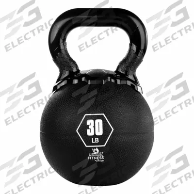 CHAMPION SPORTS Kettle Bell: 30 lb, Black, Rubber, Round - Kettle Bells