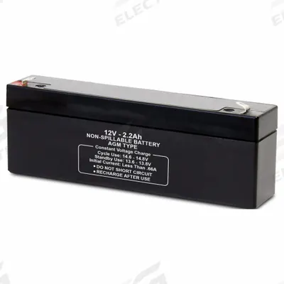 APPROVED VENDOR Sealed Lead Acid Battery: 12V DC, 2.2 Ah Capacity, 2.4 in Ht, 1.4 in Wd - AGM Sealed Lead Acid Batteries