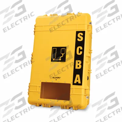 ALLEGRO All Weather Wall Case: Wall Case, Polypropylene, Black/Yellow - SCBA Storage