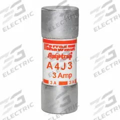 MERSEN Fuse: A4J Series, Class J, Cylindrical Body, Fast-Acting, 3 A, 600 V AC, 300 V DC (MPN A4J3). Key specifications — attr1287274: A4J; attr211200: MERSEN.