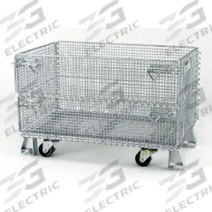 NASHVILLE WIRE Collapsible Bulk Container: 5 cu ft, 20 in x 32 in x 21 in, Lid Not Included, Silver (MPN JR5C). Key specifications — Brand: NASHVILLE WIRE; Stackable: Stacking Capable; Shape: Rectangular; Runner Location: None; Fork Entry: 4-Way Entry; Container Wall Type: Vented; Mobility: Mobile; Collapsible: Collapsible.