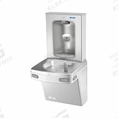 OASIS Drinking Fountain with Bottle Filler: On-Wall, 8 gph @ 50°F, Stainless Steel - On-Wall Single Drinking Fountains with Bottle Fillers