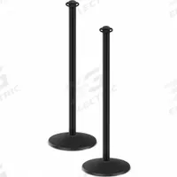 Barrier Post: Flat, 37 3/8 in Post Ht, Black, Steel, Flat, 36 in to 40 in, Nonfillable Base (MPN CPHD61S-SB-2PK). Key specifications — Brand: VISIONTRON; Base Shape: Sloped; Base Material: Cast Iron; Post Material: Steel; Post Finish: Satin.