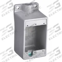HUBBELL KILLARK Electrical Box: Iron, Rectangular, 1 Gangs, 1/2 in Hub Size, 28 cu in Capacity, Gray (MPN FD-1M). Key specifications — Color: Gray; Brand: HUBBELL KILLARK.