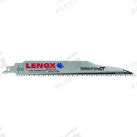 LENOX Reciprocating Saw Blade: 6 Teeth per Inch, 9 in Blade Lg, 0.05 in Blade Thick, Carbide, 5 PK (MPN 1832144). Key specifications — attr1109198: 6; attr1109200: Rigid for Straight Cuts; attr1109201: Straight; attr1109209: LENOX.