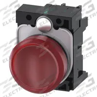 SIEMENS Pilot Light: 22 mm Panel Mounting Size, Red, LED, 24 V AC/DC Max Volt Rating (Supply) (MPN 3SU1102-6AA20-1AA0). Key specifications — Series: 3SU; Brand: SIEMENS; Includes Push-To-Test: No Push-To-Test Included.