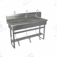 SANI-LAV Wash Station: 45 in Overall Ht, 57 in Bowl Lg, 8 in Bowl Dp, 0.5 gpm Flow Rate, 16 ga (MPN 56F1-0.5). Key specifications — Includes Side Splash: Side Splash Not Included; Brand: SANI-LAV.