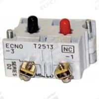 EATON Contact Block: 30 mm Panel Mounting Size, 1NO Early Close/1NC, Momentary/Make Before Break (MPN 10250T47). Key specifications — Contact Form: 1NO Early Close/1NC; Switch Action: Momentary/Make Before Break; Terminal Connection Type: Screw Clamp Terminals; Brand: EATON; Compatible with Series: E34.