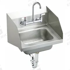 ELKAY Hand Wash Sink Kit: 1 Stations, 6 in Bowl Dp, 12 in Bowl Lg, 9 1/4 in Bowl Wd, Faucet Included (MPN CHS1716LRSC). Key specifications — Includes Side Splash: Side Splash Included; Series: Ecommerce Commercial; Brand: ELKAY.