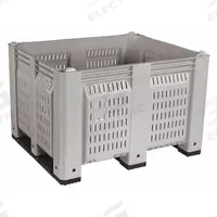 DECADE PRODUCTS Bulk Container: 25.4 cu ft, 48 in x 40 in x 31 in, Lid Not Included, 4-Way Entry (MPN M023000-104). Key specifications — Brand: DECADE PRODUCTS; Stackable: Stacking Capable; Shape: Rectangular; Runner Location: Short Side; Fork Entry: 4-Way Entry; Container Wall Type: Vented; Mobility: Stationary; Fork Pockets: Fork Pockets Included.