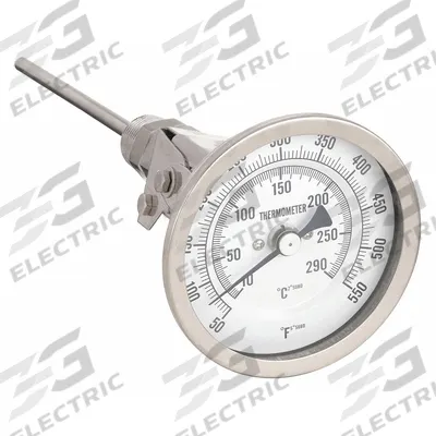 APPROVED VENDOR Dial Thermometer: 50°F to 550°F /10°C to 290°C, 6 in Stem Lg - Adjustable-Angle Thread-Mount Dial Thermometers