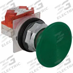 SCHNEIDER Mushroom Head Push Button: Non-Illuminated, Mushroom Head Profile, Non-Metallic, 30 mm (MPN 9001KR25GH6). Key specifications — Brand: SCHNEIDER; Action: Momentary; Series: 9001K; Push Button Material Type: Non-Metallic.