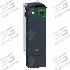 SCHNEIDER Variable Frequency Drive: In Phase Three, Out Phase Three, 120 hp, IP21, No Bypass (MPN ATV930D90N4). Key specifications — Style: Compact; Color: Black/Green; Output Phase: Three.