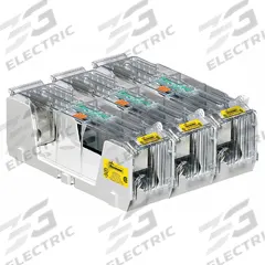 BUSSMANN Fuse Block: Open Block Design, 3 Pole, 600 V AC, Box Lug, Non-Indicating (MPN HM60400-3CR). Key specifications — attr233046: BUSSMANN.