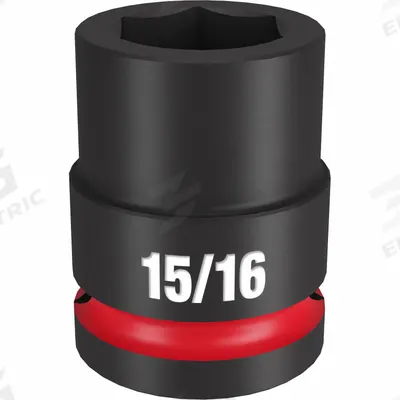 MILWAUKEE Standard Impact Socket: 3/4 in Drive Size, SAE, 15/16 in Socket Size, 6-Point - 3/4" Drive Impact Sockets