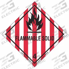 LABELMASTER DOT Container Label: Flammable Solid, 4 in x 4 in, 4 in Label Ht, 4 in Label Wd, Label (MPN HMSL50). Key specifications — Brand: LABELMASTER; Message: Flammable Solid.