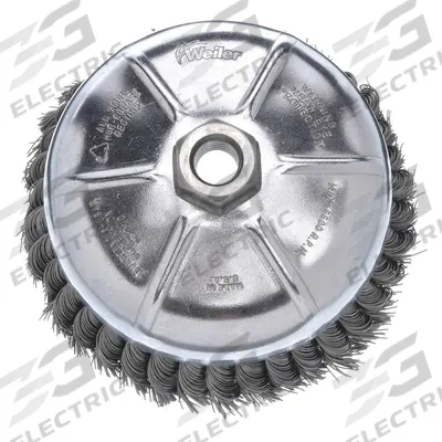 WEILER Cup Brush: Twisted Steel, 4 in Dia, 0.014 in Fill Dia - Heavy-Cleaning Brushes for Contoured Carbon Steel Surfaces