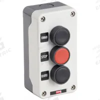 DAYTON Control Station: (3) Push Buttons, 0 Pilot Lights, 2NO/1NC, Forward/Stop/Reverse (MPN 32W272). Key specifications — Brand: DAYTON; Operator Legend: Forward/Stop/Reverse; Operator Color: Red; Operator Configuration: (3) Push Buttons; Operator Configuration Type: (3) Push Buttons.