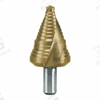 RUKO TOOLS Step Drill Bit: 7/8" to 1-1/8", TiN-Coated HSS, 3-Flats Shank (MPN 101709T). Key specifications — attr1234936: Not Impact Rated.