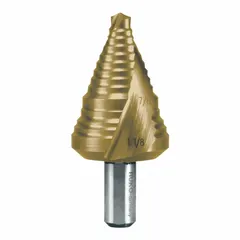 RUKO TOOLS Step Drill Bit: 7/8" to 1-1/8", TiN-Coated HSS, 3-Flats Shank (MPN 101709T). Key specifications — attr1234936: Not Impact Rated.