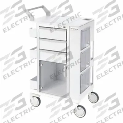 MARKETLAB Medical Procedure Cart: Aluminum, (2) Swivel/(2) Swivel with Brake, White - Medical Procedure Carts