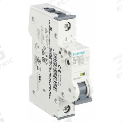 Siemens Supplementary Protector: 4 A Amps, 5kA at 230/400V AC, Screw Clamp, 5SY6 - C-Curve, 1-Pole UL1077 DIN Rail-Mount Supplementary Protectors