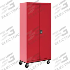 SANDUSKY Wardrobe Cabinet: Shelves, Full Ht (59" and Taller), 36 in Overall Wd, 24 in Overall Dp. Key specifications — Cabinet Color: Red; Frame Assembled: Assembled; Brand: SANDUSKY.