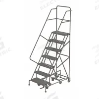 TRI-ARC Rolling Ladder: 5.8 ft Platform Ht, Unassembled, Steel, Foot-Activated Step Lock, Serrated (MPN KDED107242). Key specifications — attr1051092: Not Foldable; attr1051084: Gray; attr1051078: TRI-ARC; attr1051094: Double Handrails.