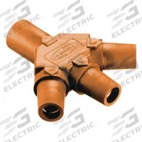 3-Fer: Male-Female-Female-Female, Orange, 600V AC/600V DC, 400 A, Series 16 (MPN HBLM3FO). Key specifications — Brand: HUBBELL; Gender Configuration: Male-Female-Female-Female.