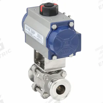 APPROVED VENDOR Pneumatically Actuated Two-Way Ball Valve: 1 in, 316 Stainless Steel - 3-A Certified Stainless Steel Pneumatically-Actuated Ball Valves