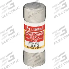 LITTELFUSE Fuse: JLS Series, Class J, Cylindrical Body, Fast-Acting, 3 A, 600 V AC, Non-Indicating (MPN JLS003). Key specifications — attr1287274: JLS; attr211200: LITTELFUSE.