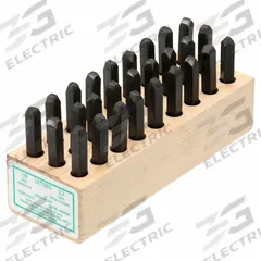 YOUNG BROS. STAMP WORKS Hand Stamp Kit: A thru Z/A thru Z, Period/Period (.), 1/8 in Character Ht (MPN 03272). Key specifications — Material: Steel; Brand: YOUNG BROS. STAMP WORKS; Characters Included: Period (.).