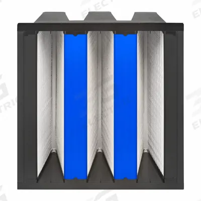 GRAINGER V-Bank Air Filter: 20 in x 20 in x 12 in, Fiberglass, Single Header - MERV 15 V-Bank Air Filters