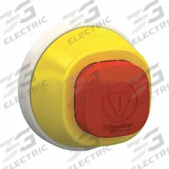 SCHNEIDER Emergency Stop Push Button: Red, 22 mm Mounting Size, Non-Metallic, Maintained (MPN ZB5AS84W2G). Key specifications — Brand: SCHNEIDER; Action: Maintained; Series: XB5; Push Button Material Type: Non-Metallic.
