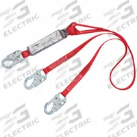 3M PROTECTA Shock-Absorbing Lanyard: Shock Pack, Steel Snap Hook, Steel Snap Hook, 310 lb Capacity (MPN 1342001). Key specifications — Brand: 3M PROTECTA; Color: Red; Visual Load Indicator: Yes; Shock-Absorbing Lanyard Material: Polyester.