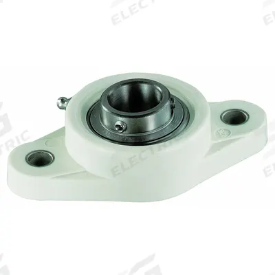 NTN 2 Bolt Flange Bearing: Radial Ball, 1 1/4 in Bore, Polymer, Set Screws - Food-Grade Flange-Mount Ball Bearings