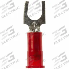 3M Fork Terminals: Red, Nylon, #10 Stud Size, 22 AWG – 18 AWG Wire Range, Block Fork, 600 V (MPN MNG18-10FBK). Key specifications — Barrel Style: Insulation Grip; Manufacturer Part Number: MNG18-10FBK; Brand: 3M.