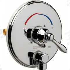 CHICAGO FAUCETS Tub and Shower Valve Trim: Circle Trim Plate, Brass, Polished Chrome Finish (MPN 1921-VOCCP). Key specifications — Compatible Product Type: Thermostatic/Pressure Balancing Tub and Shower Fitting; Brand: CHICAGO FAUCETS; Trim Plate Material: Brass; Product Type: Shower Valve; Trim Plate Shape: Circle; Trim Finish/Color: Chrome.