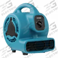 Centrifugal Blower: 600 cfm, Fixed Frame, 115V AC, 3 Speeds, Blue, Horizontal and Vertical (MPN P-80-Blue). Key specifications — Product Type: Centrifugal Blower; GFCI Protected: Yes; Number of Speeds: 3; Housing Material: Polypropylene; Brand: XPOWER; Nominal Voltage: 115V AC.