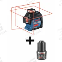 BOSCH Line Laser: 0 Lines and 0 Dots, Red Beam, 2 Planes, 100 - 200 ft Range w/o detector, Included (MPN GLL3-330C + BAT414). Key specifications — attr935979: 12V Max Li-Ion; attr934757: BOSCH; attr936112: ±3/32 in @ 30 ft; attr936114: Pendulum Self-Leveling; attr935981: Charger.